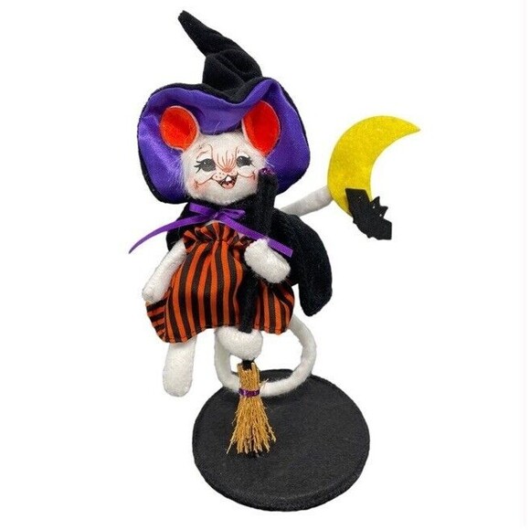 Annalee Halloween 2008 Flying Witch Mouse with Bat and Moon 6” 75th Anniversary - Picture 1 of 10